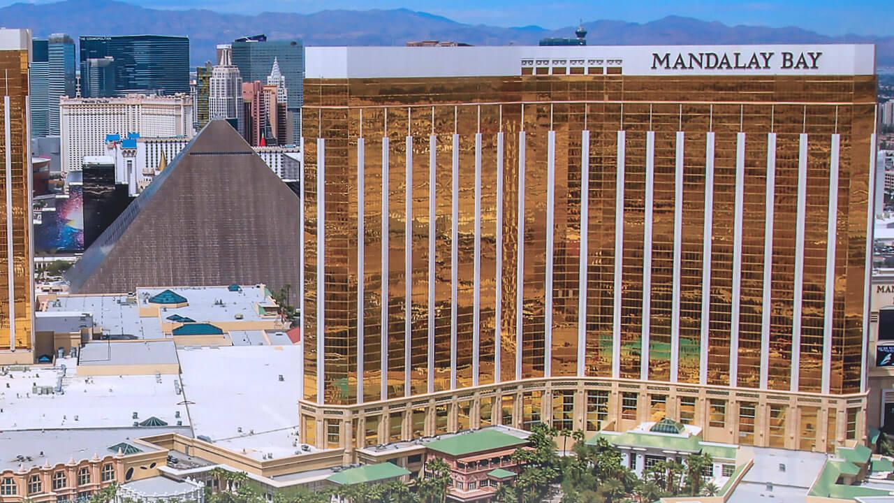 Mandalay Bay hotel in drone shot